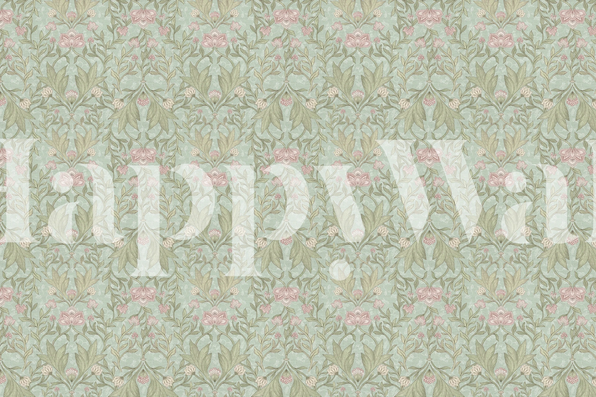 Elegant florals and leaves damask pattern wall mural in subtle hues