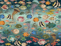 Ocean fishes blue gradient papiers peint