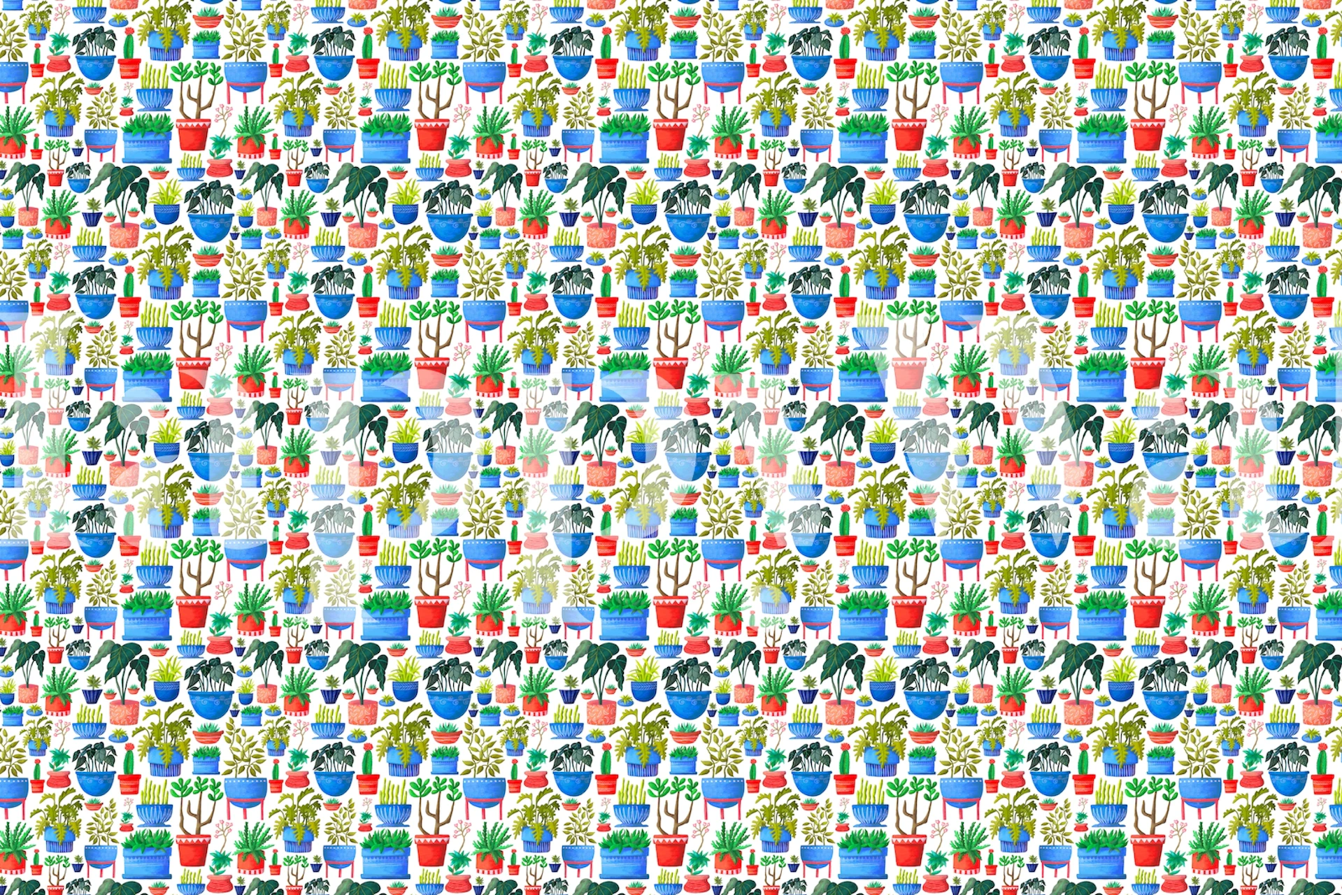 Houseplants pattern wallpaper in a room