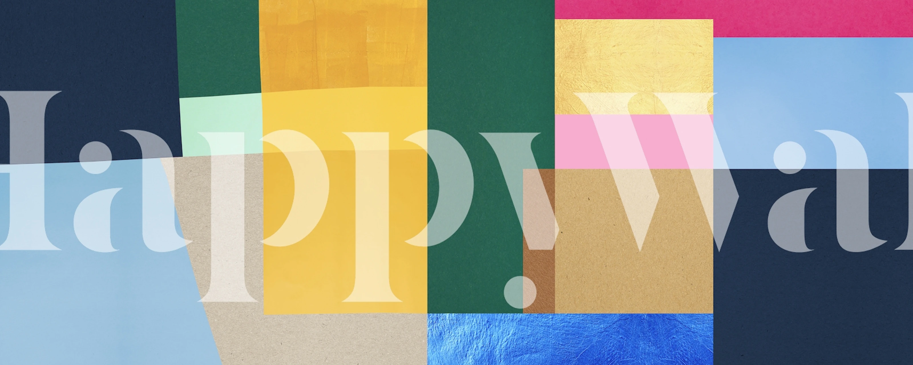 Abstract collage wallpaper in a stylish room