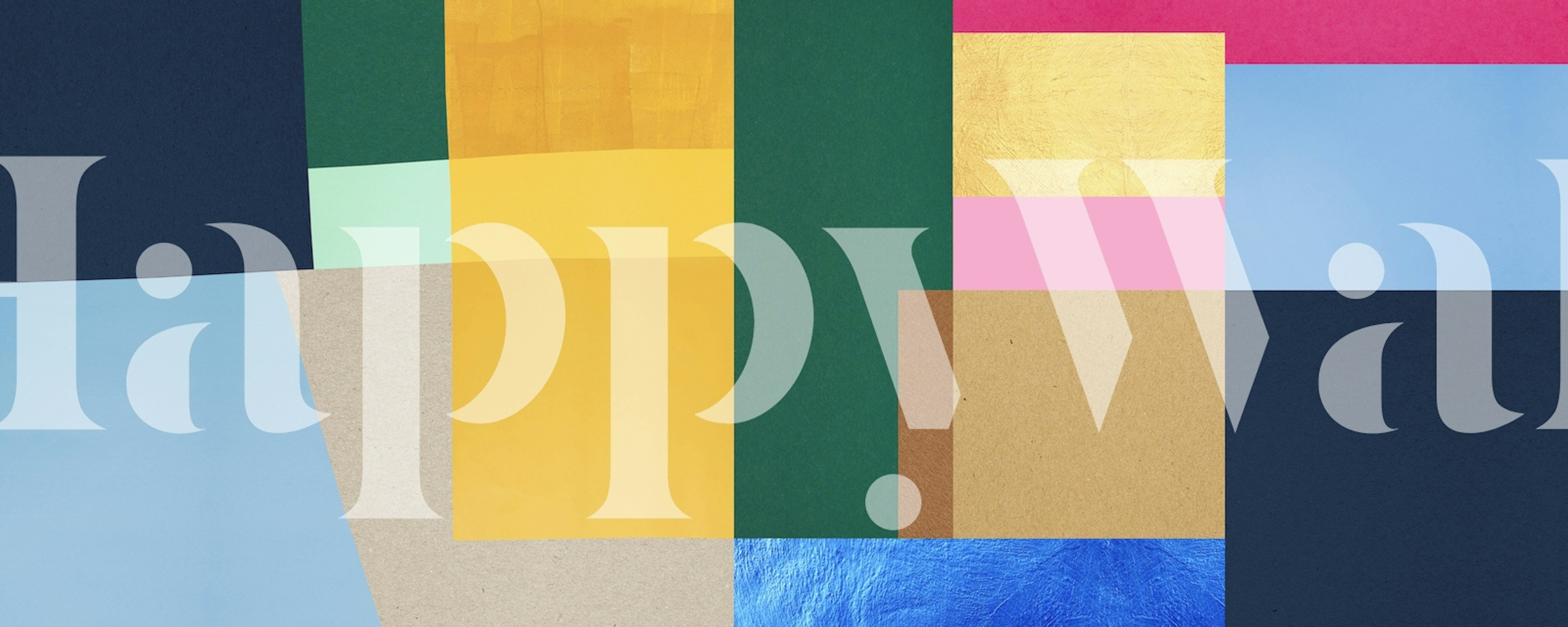 Abstract collage wallpaper in a stylish room