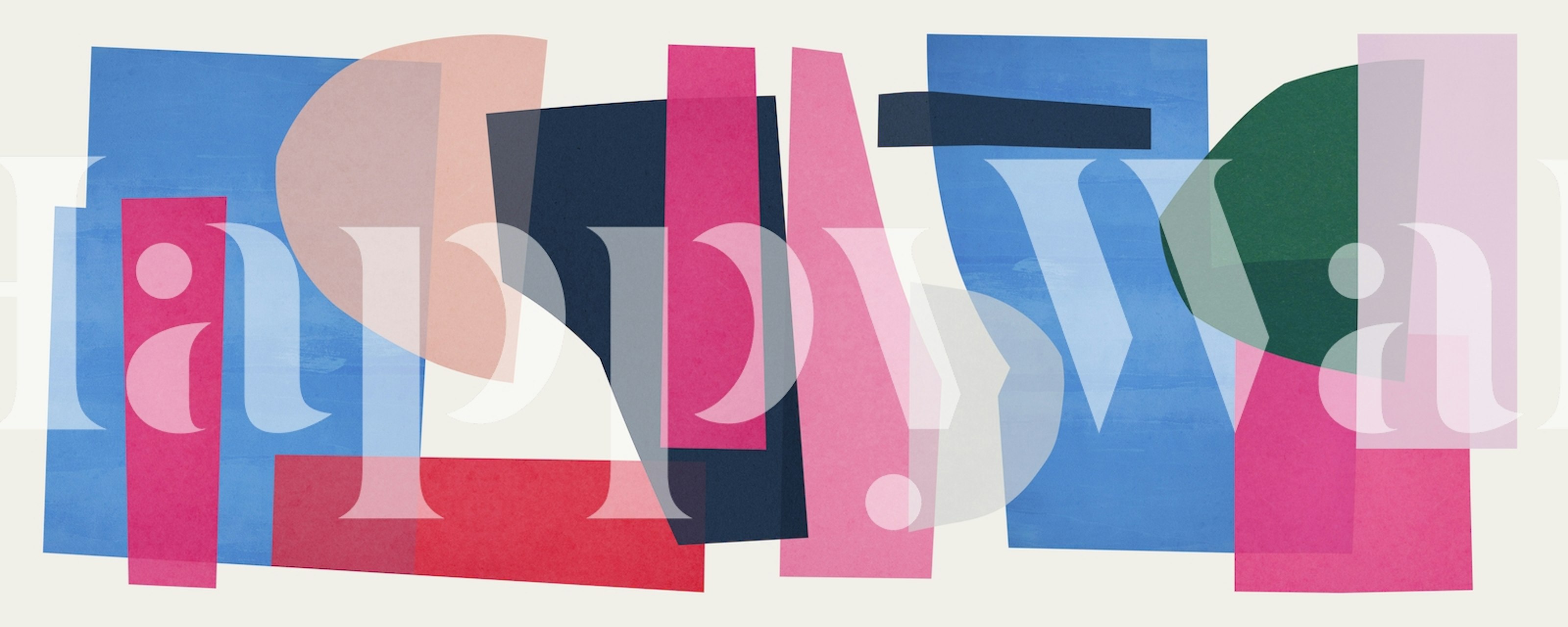 Colorful geometric shapes in pink, blue, green wallpaper