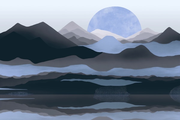 Calm Moon Rise Landscape Art