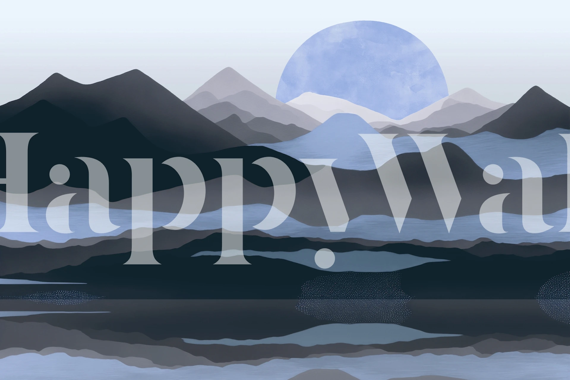 Calm Moon Rise over Mountain Range wall mural for tranquil interior decor
