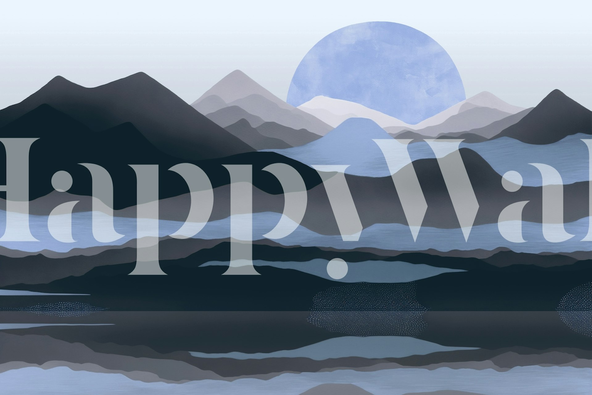 Calm Moon Rise Landscape Art πάνω από Ορεινή αλυσίδα πίνακας τοίχου για ήρεμο εσωτερικό διάκοσμο