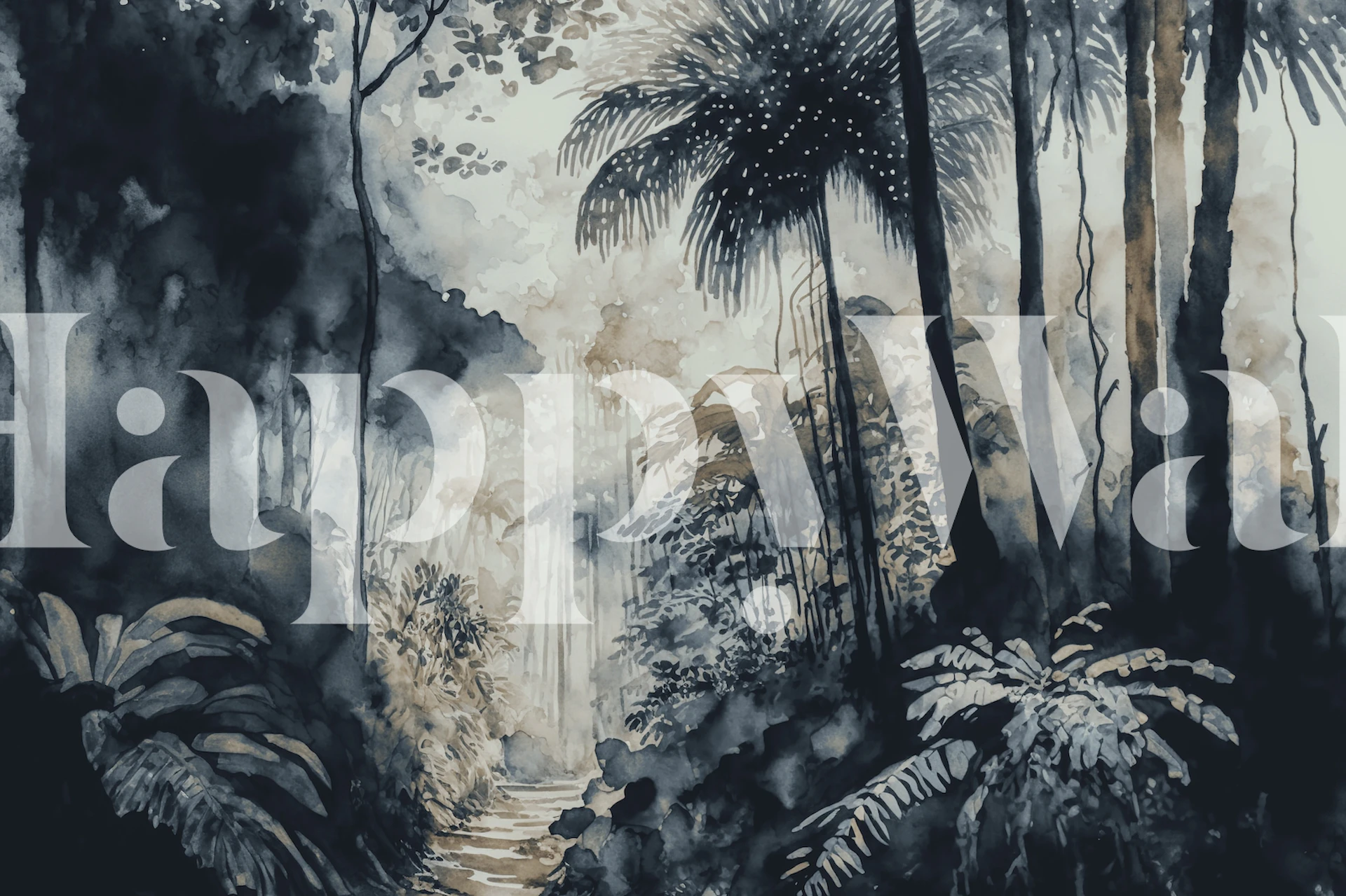 Tropical Midnight Jungle wallpaper in a room