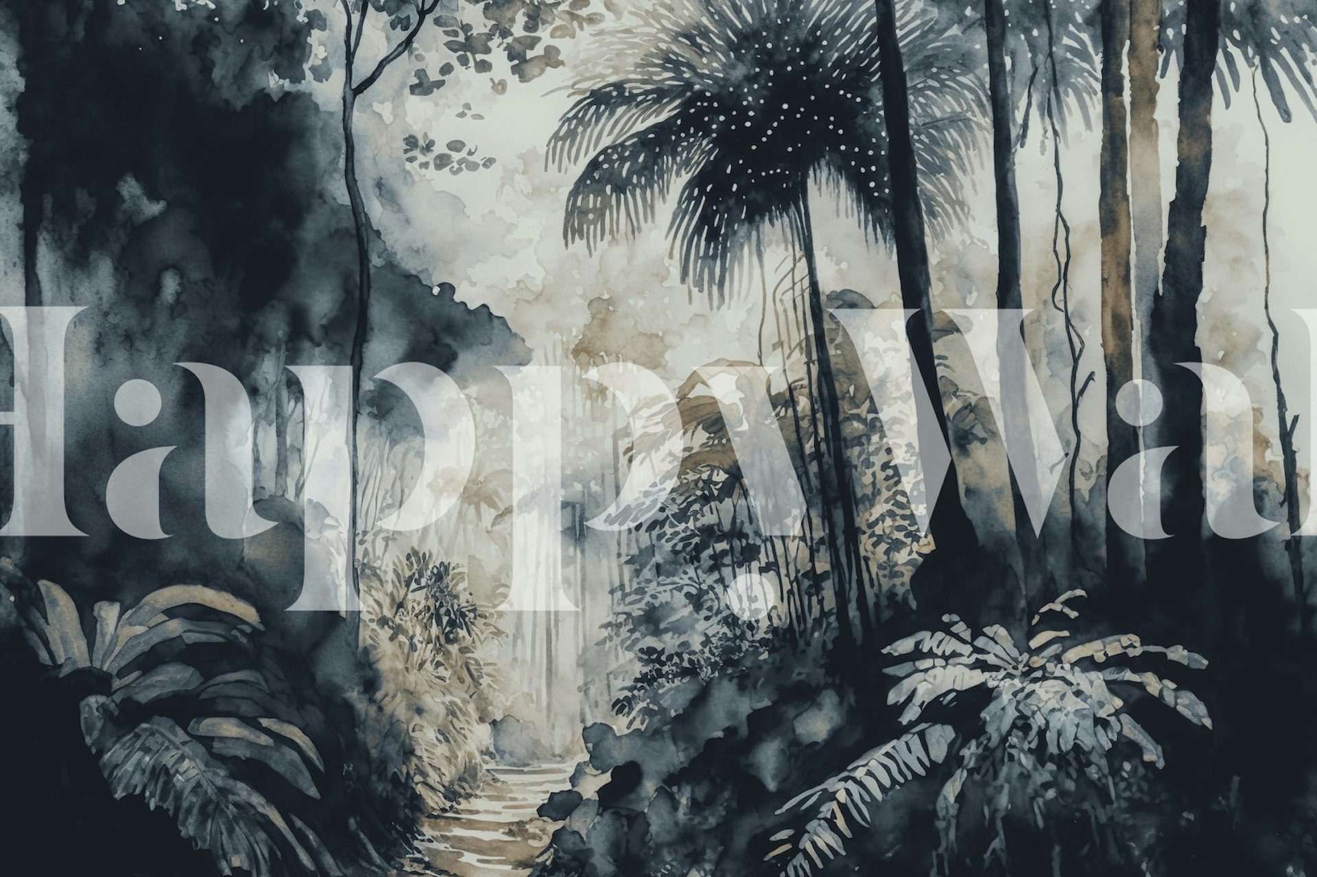 Tropical Midnight Jungle ταπετσαρία σε ένα δωμάτιο