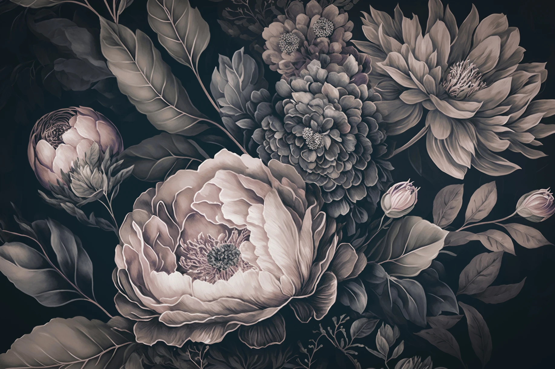 Baroque Floral Art wallpaper - Happywall