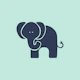 Minimal Aqua Indigo Elephant