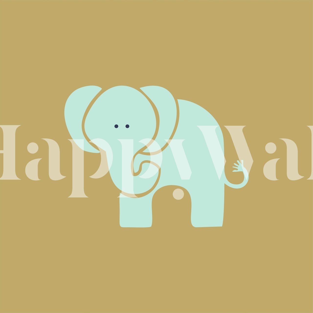 Cute cartoon elephant in soft blue on beige background wallpaper