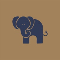 Minimal Mocha Indigo Elephant behang