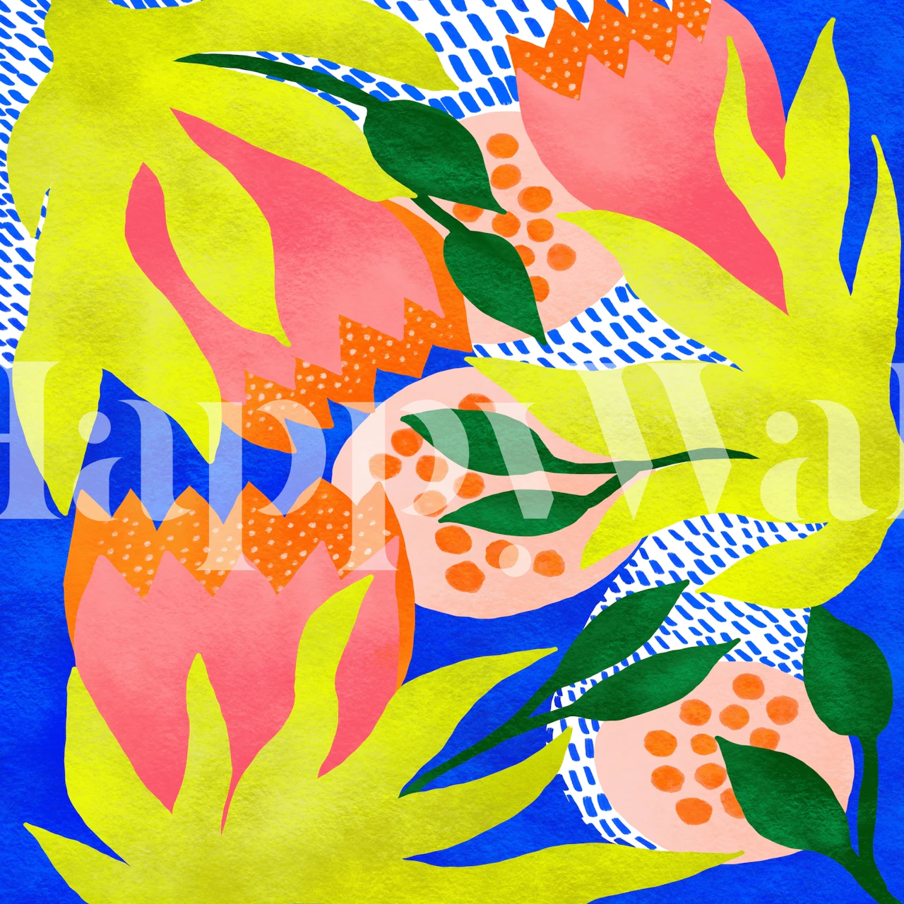 Bold flowers Tapete in einem Raum