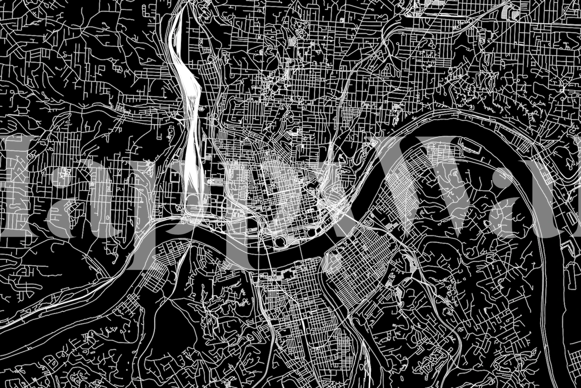 Cincinnati black map wallpaper in a room