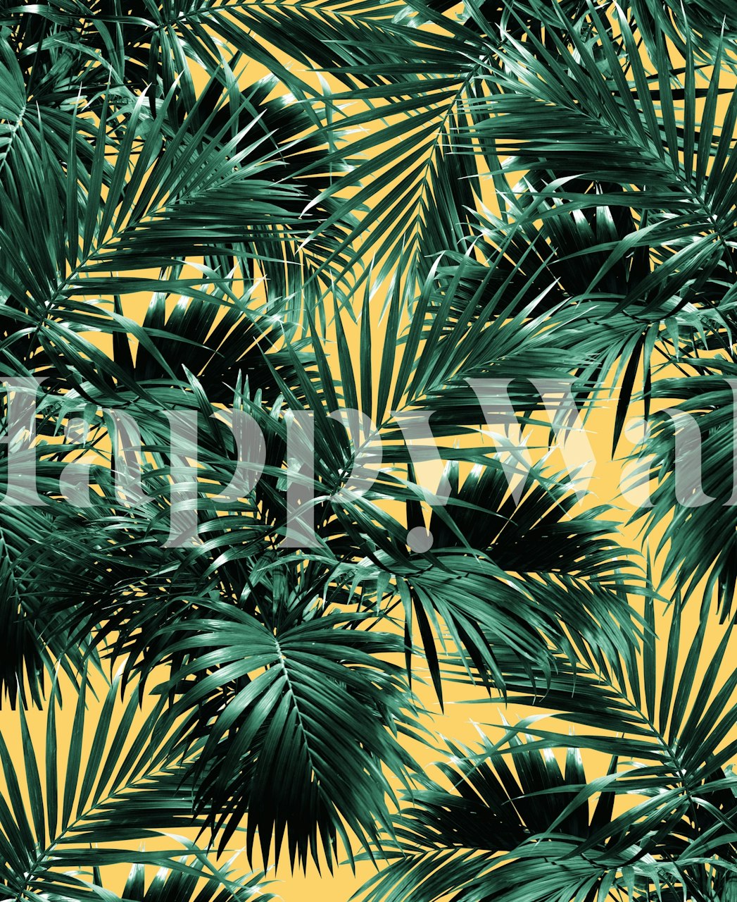 Tropical palm leaf jungle wallpaper in a room