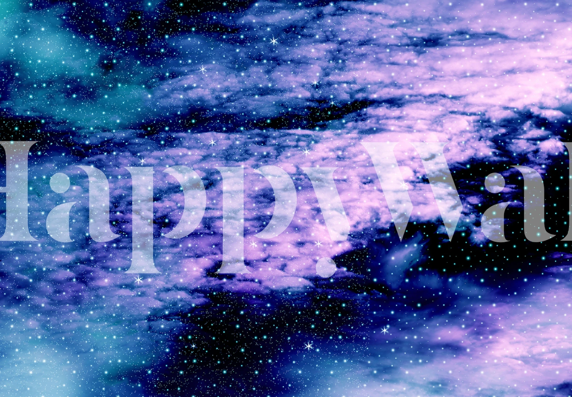 Starry galaxy nebula in purple and teal wallpaper