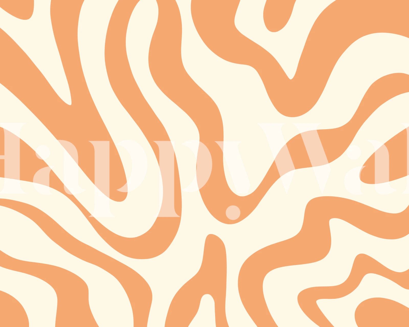 Oranssi retro Liquid Retro Groovy Orange -tapetti tyylitetyssä huoneessa