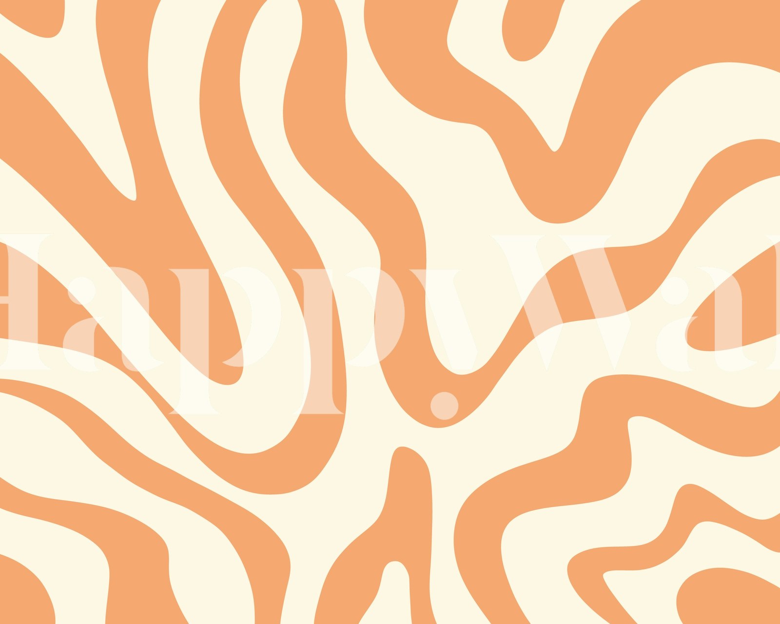Orange swirling patterns on cream background retro wallpaper