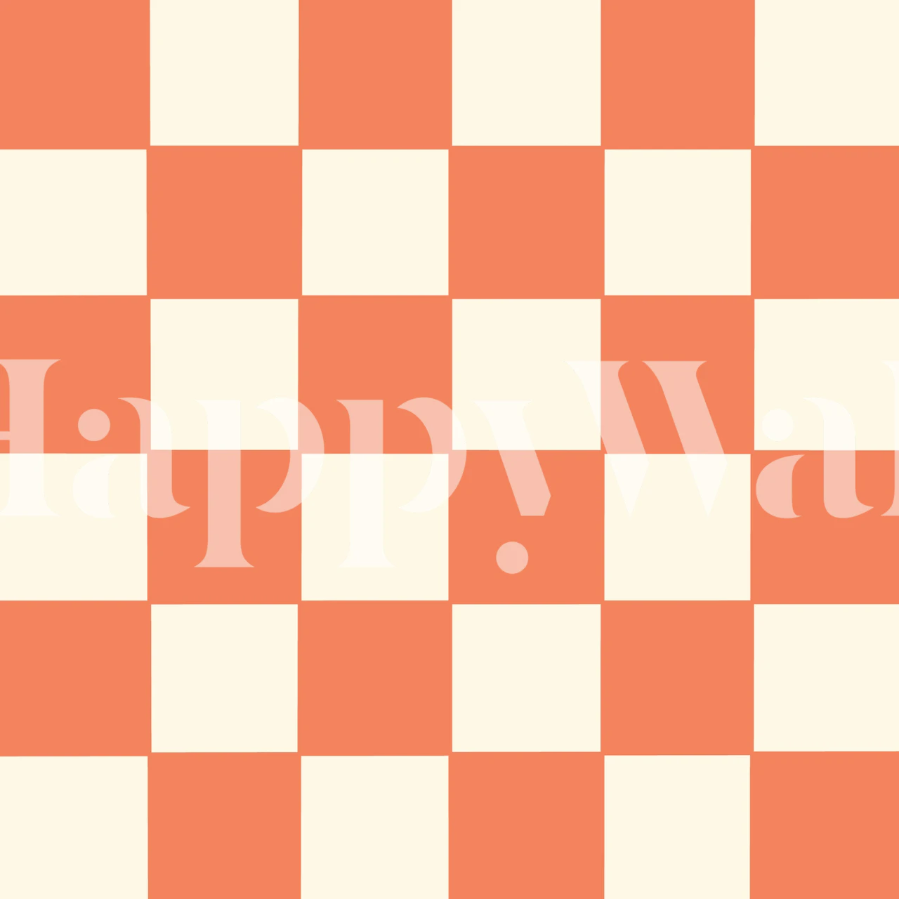 Muurschildering met geruit patroon in koraal- en witte tinten