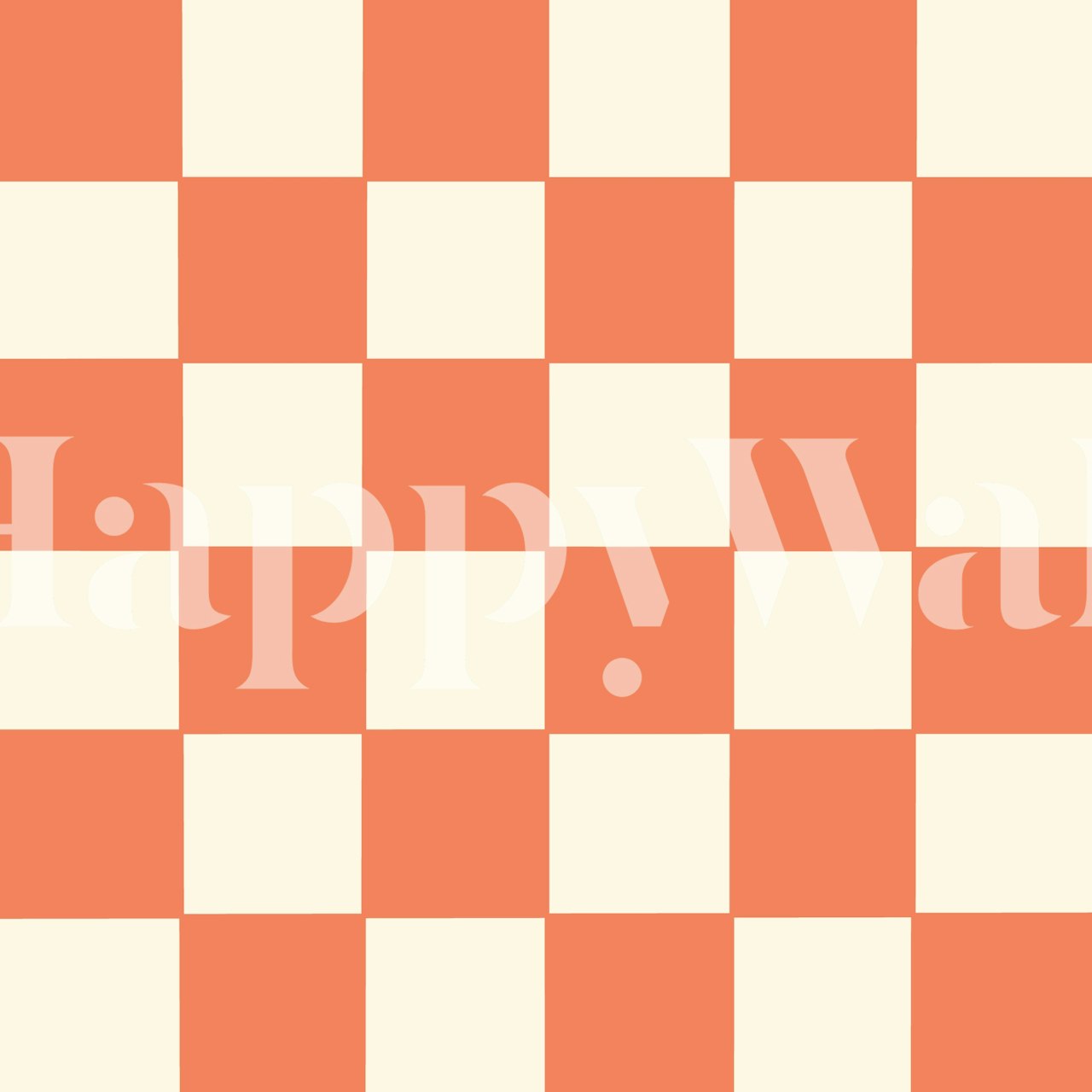 Coral and cream checkerboard pattern wallpaper