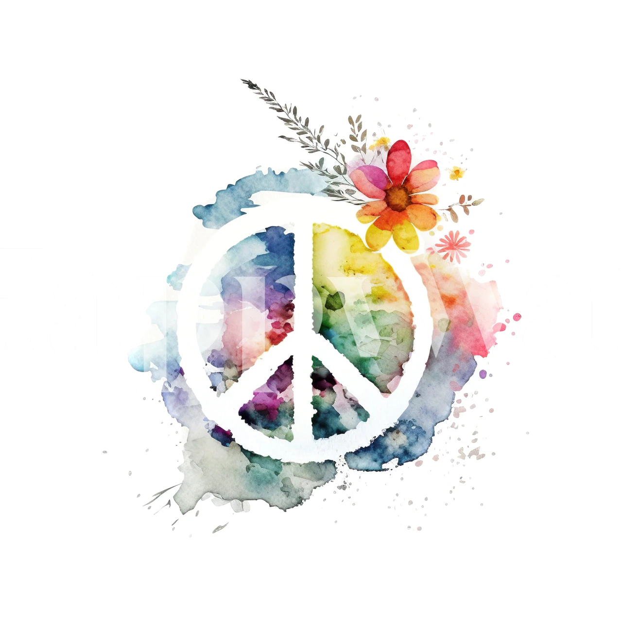 Kleurrijke Flower Power Peace Symbol behang