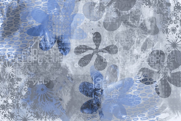 Blue Flower Mixed Media Art