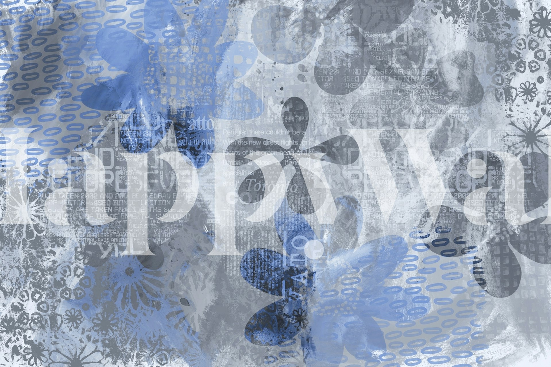 Blue floral patterns with gray textures abstract wallpaper