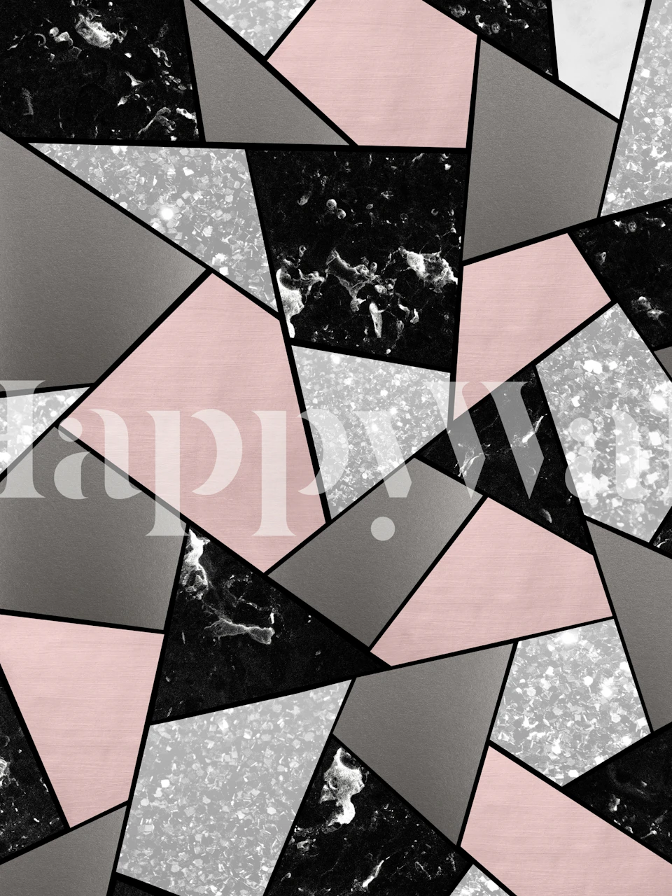 Black White Blush Geometric tapet i et rum