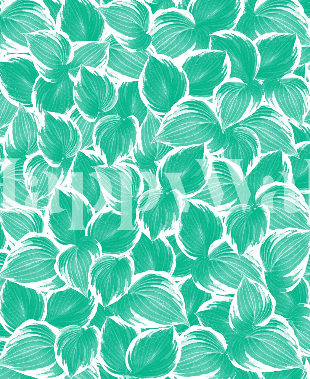 Fresh summer green leaves wall mural for home decor