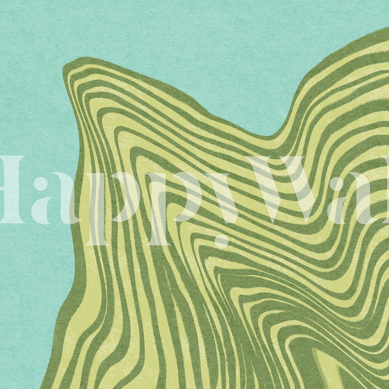 Abstract waves in shades of green and blue wallpaper