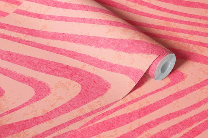 Trippy Waves Pink Orangewallpaper roll
