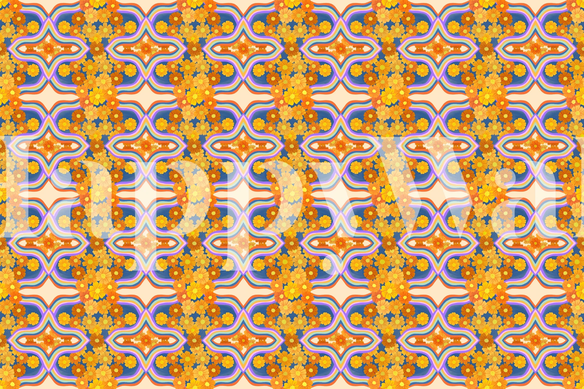 Marigold Arcade Pattern wallpaper in a room