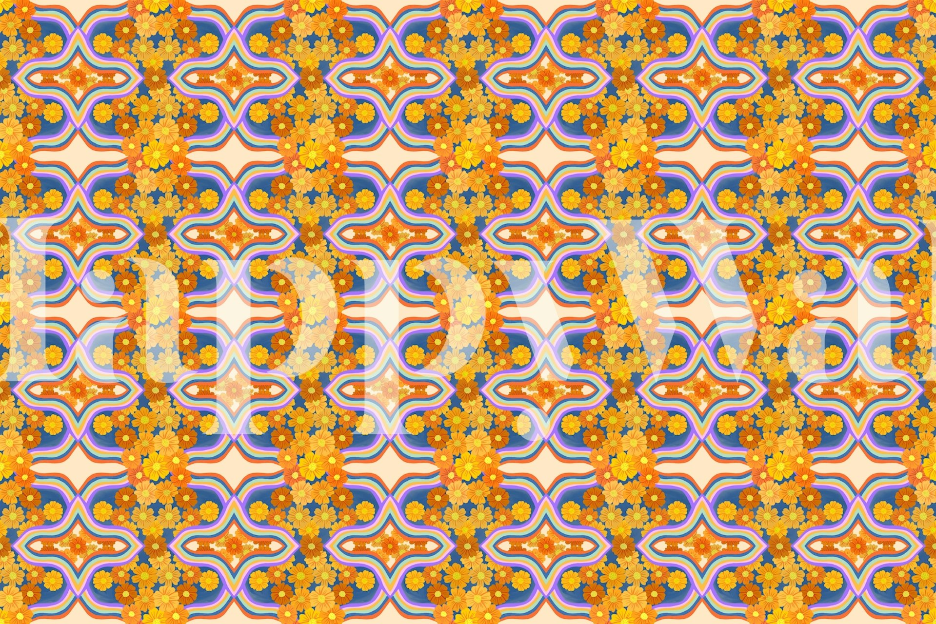 Marigold Arcade Pattern wallpaper in a room