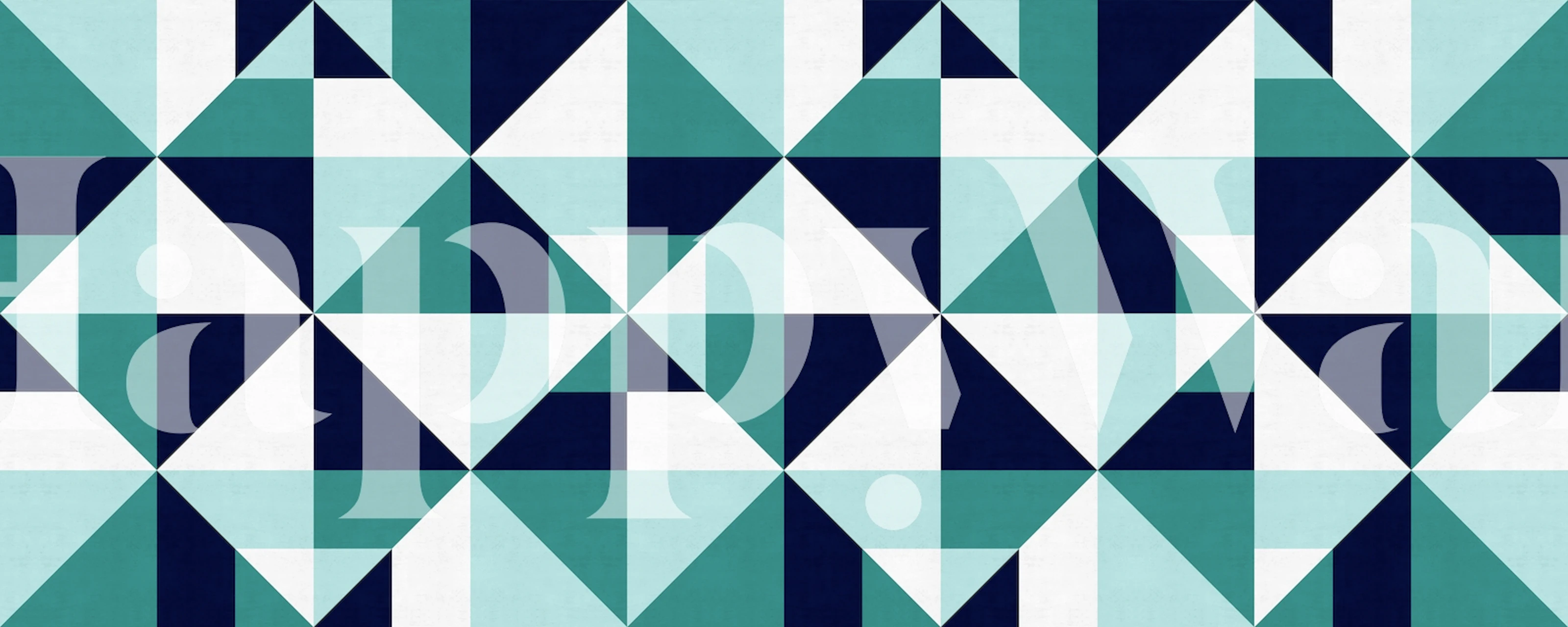 Geometric triangles in blue, teal, and white wallpaper