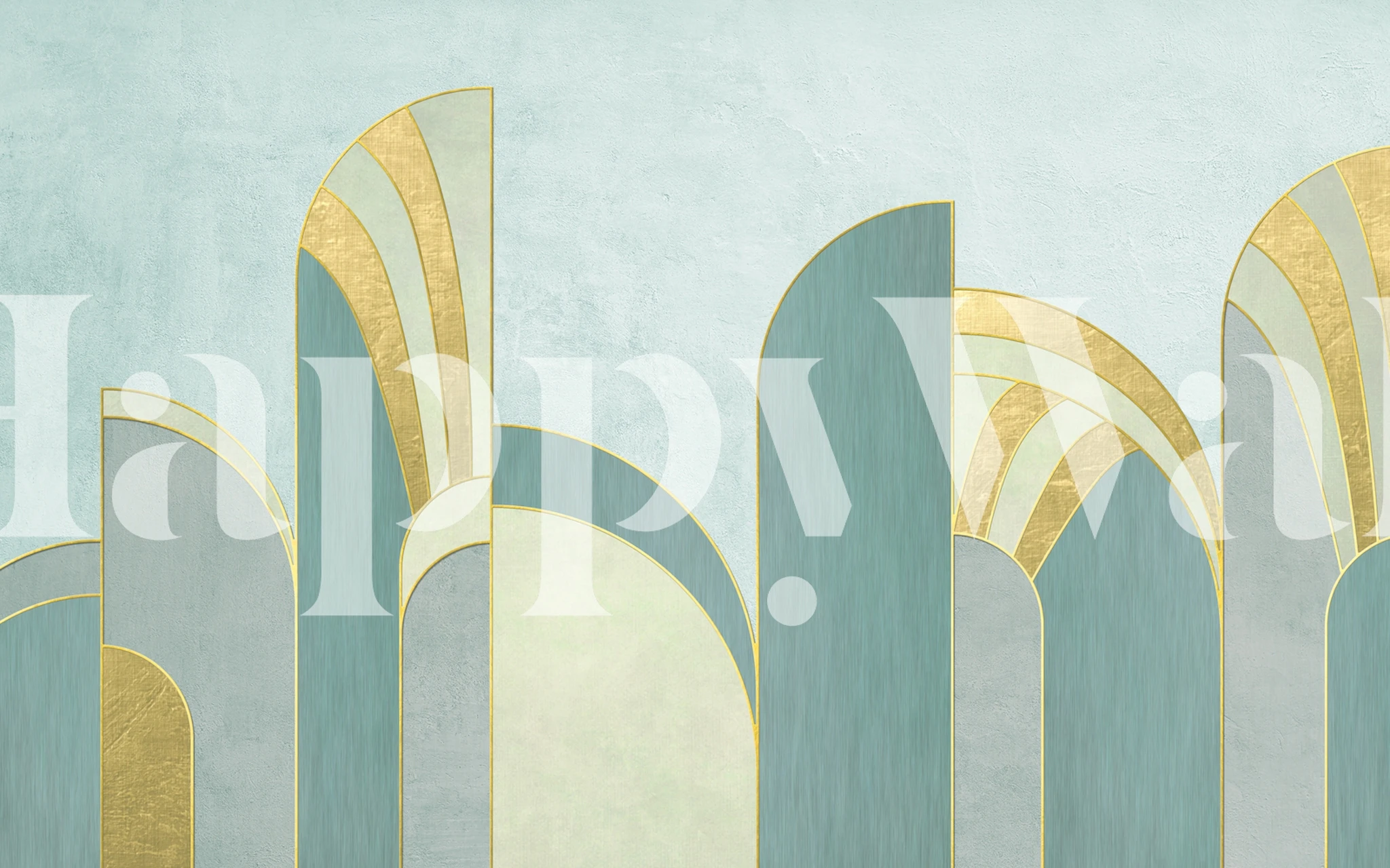 Blue and gold semicircle arches geometric wallpaper