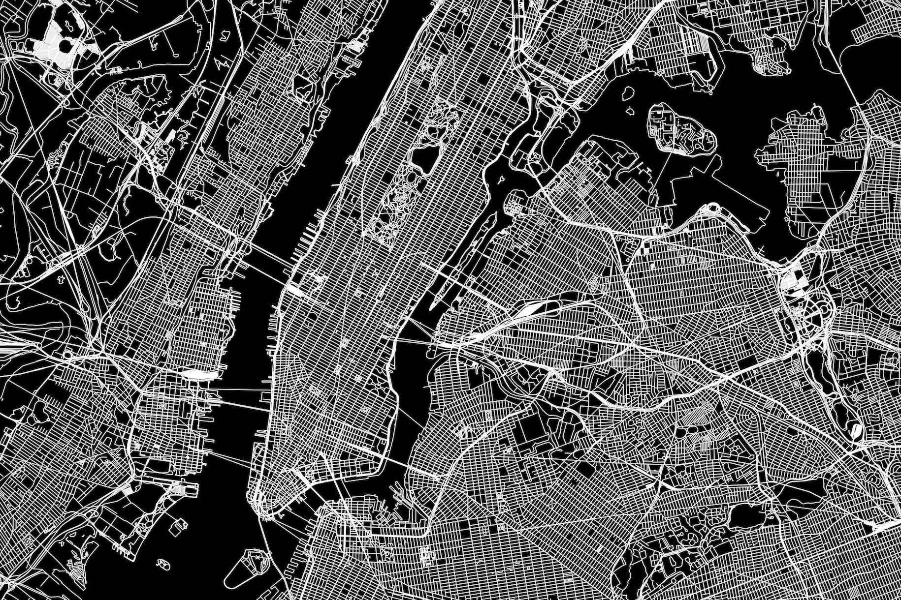 New York City Black Map wallpaper Happywall