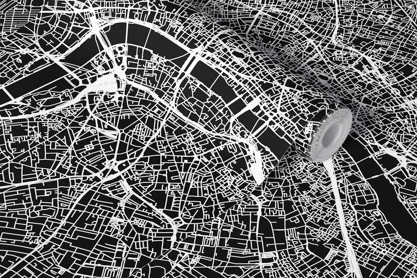 London Black Map wallpaper roll