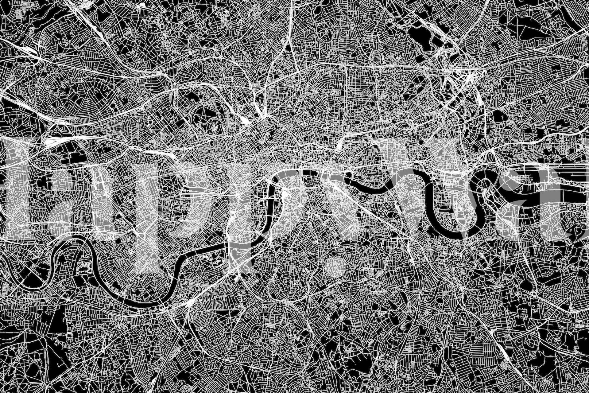 London street map design wallpaper in a room setting