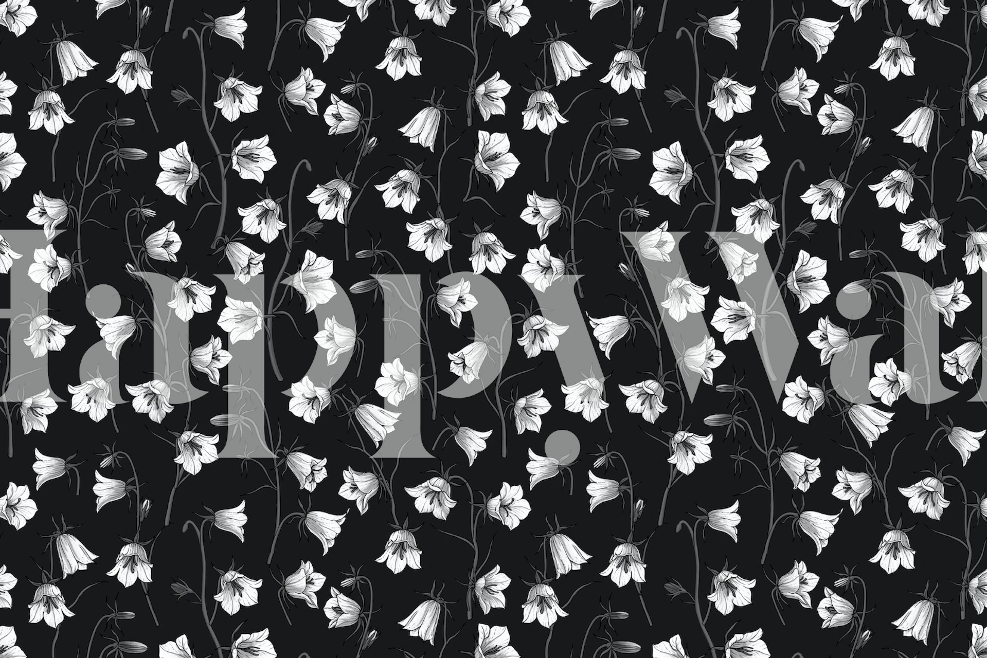 Monochrome bellflower design wall mural for home decor