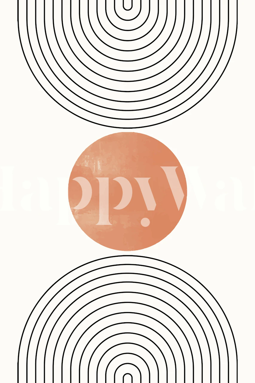 Papier peint Mid Century Sphere dans un cadre de pièce