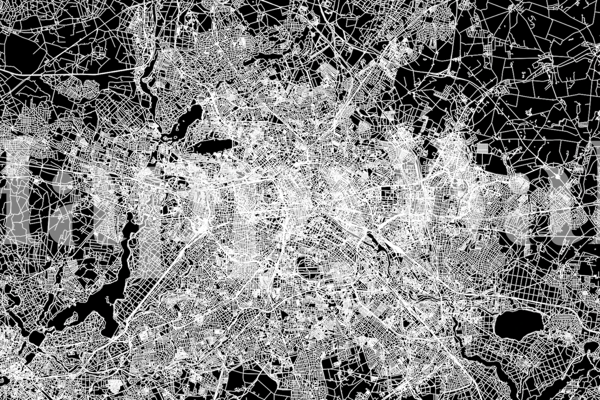 Black and white illustration of Berlin map wallpaper
