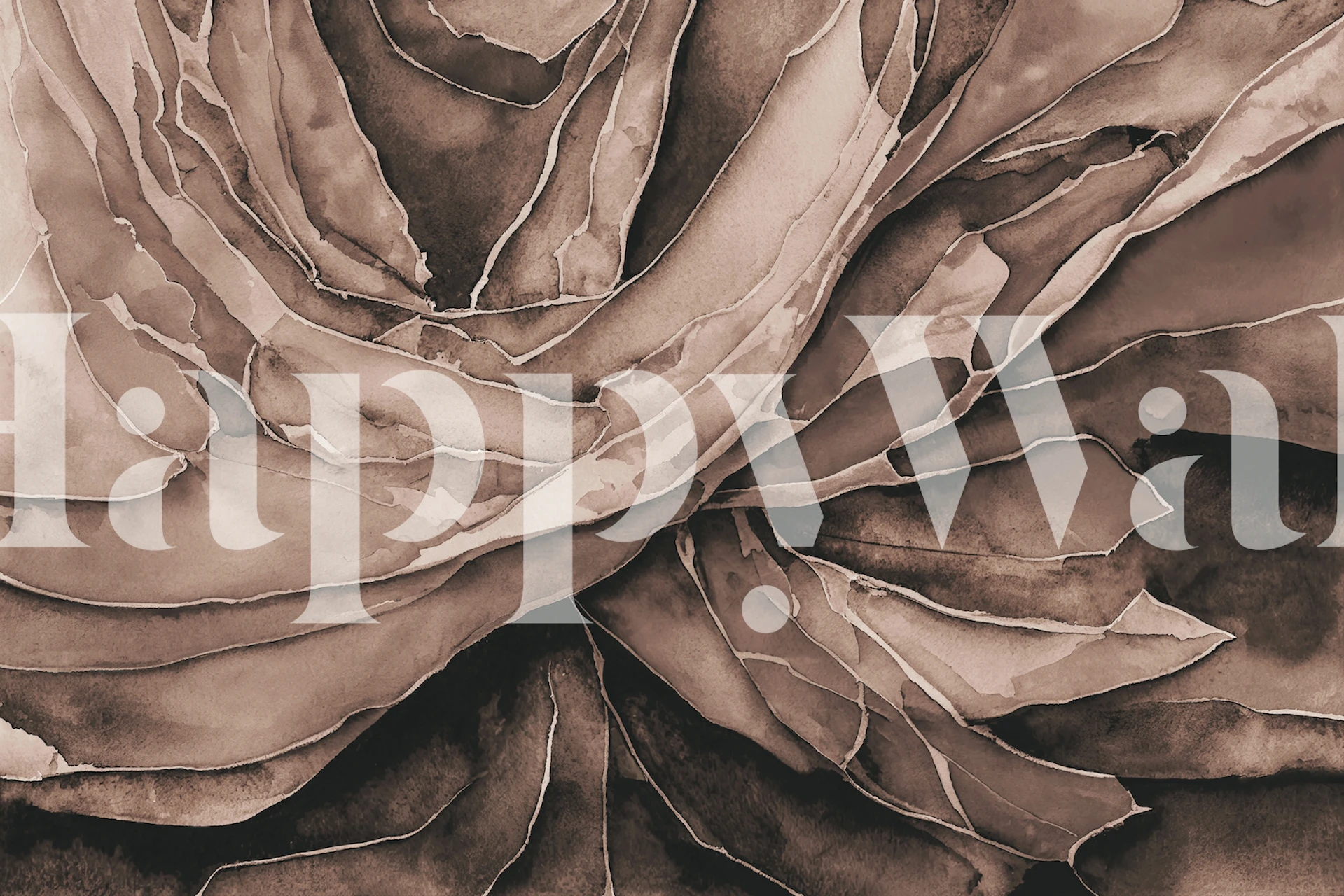 Abstract wavy shapes in brown tones wallpaper