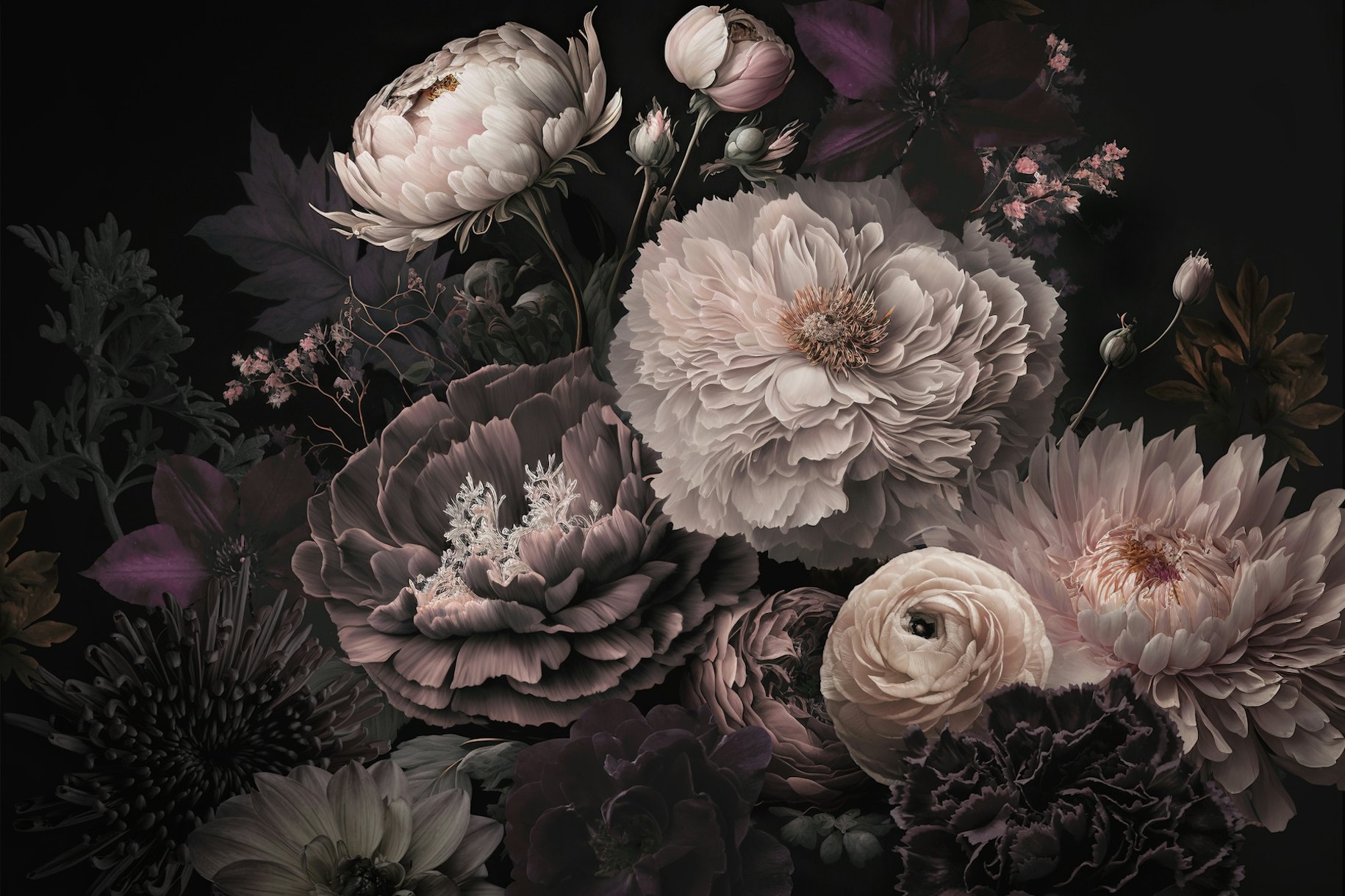 Gothic Flower Wallpaper | Moody Flowers Gothic Aesthetic Wall Art