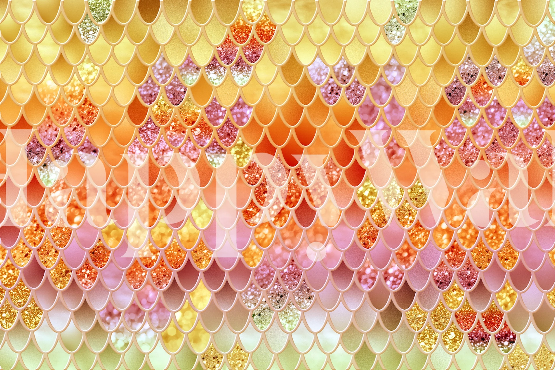 Mermaid scales wallpaper in a bright room