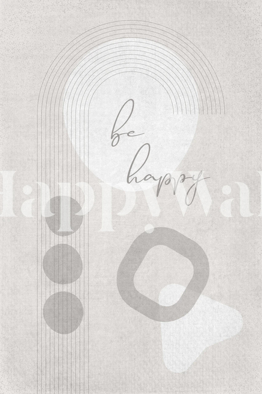 Mid-Century Modern Be Happy wallpaper in a room