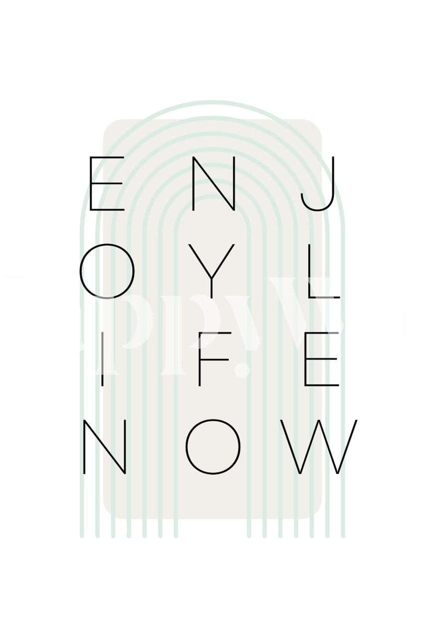 Turquoise Enjoy life now wallpaper in een kamer