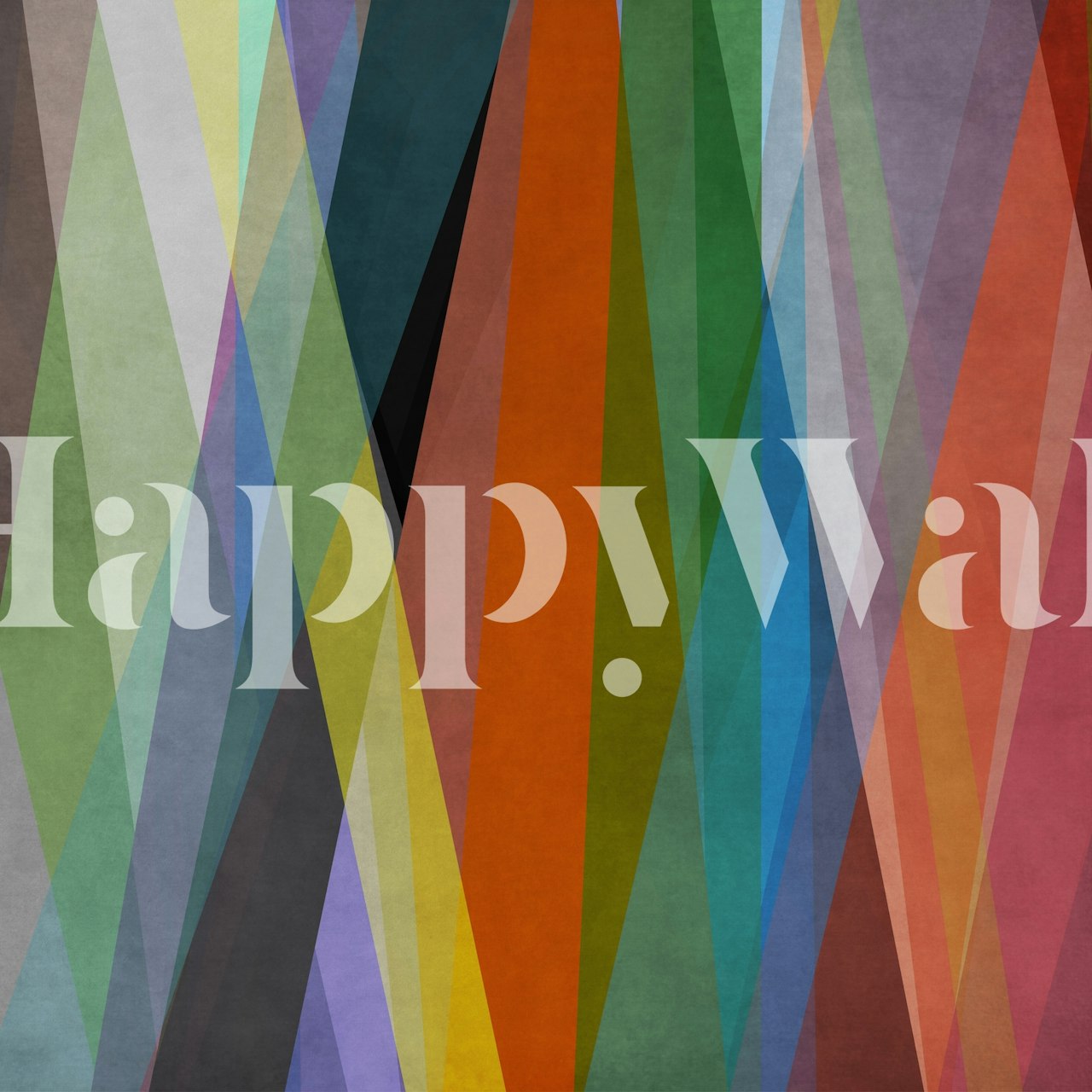 Carta da parati con strisce colorate sovrapposte in una stanza