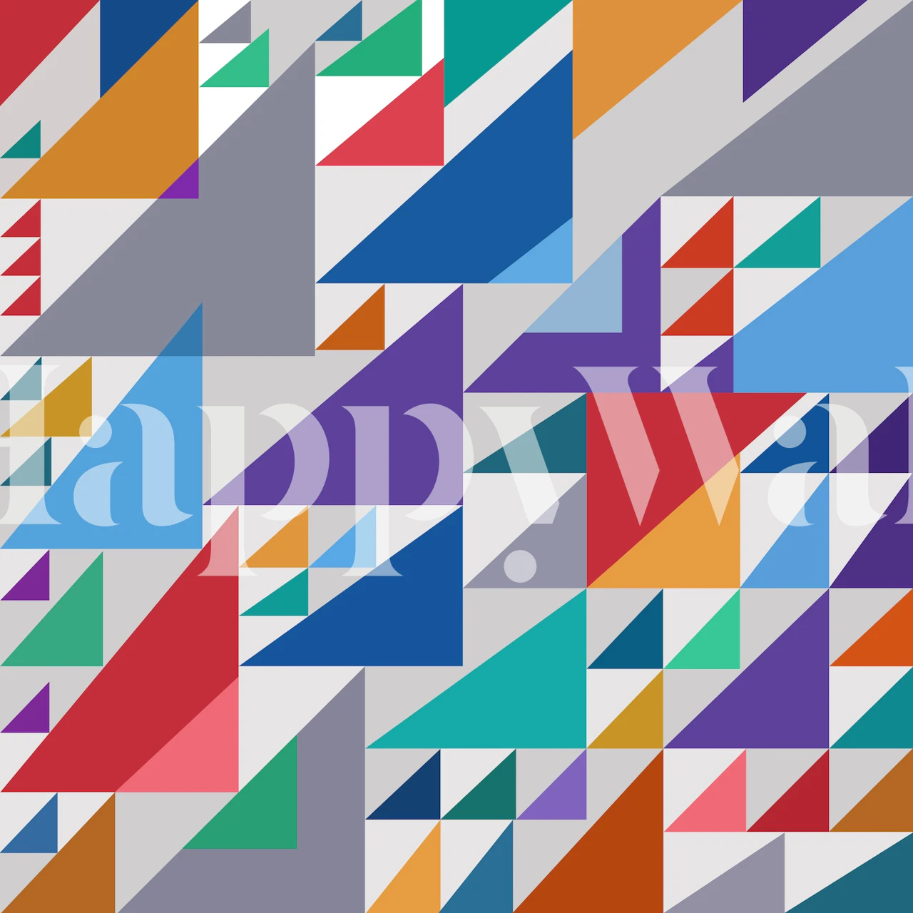 Fargerikt veggmaleri med flere trekanter