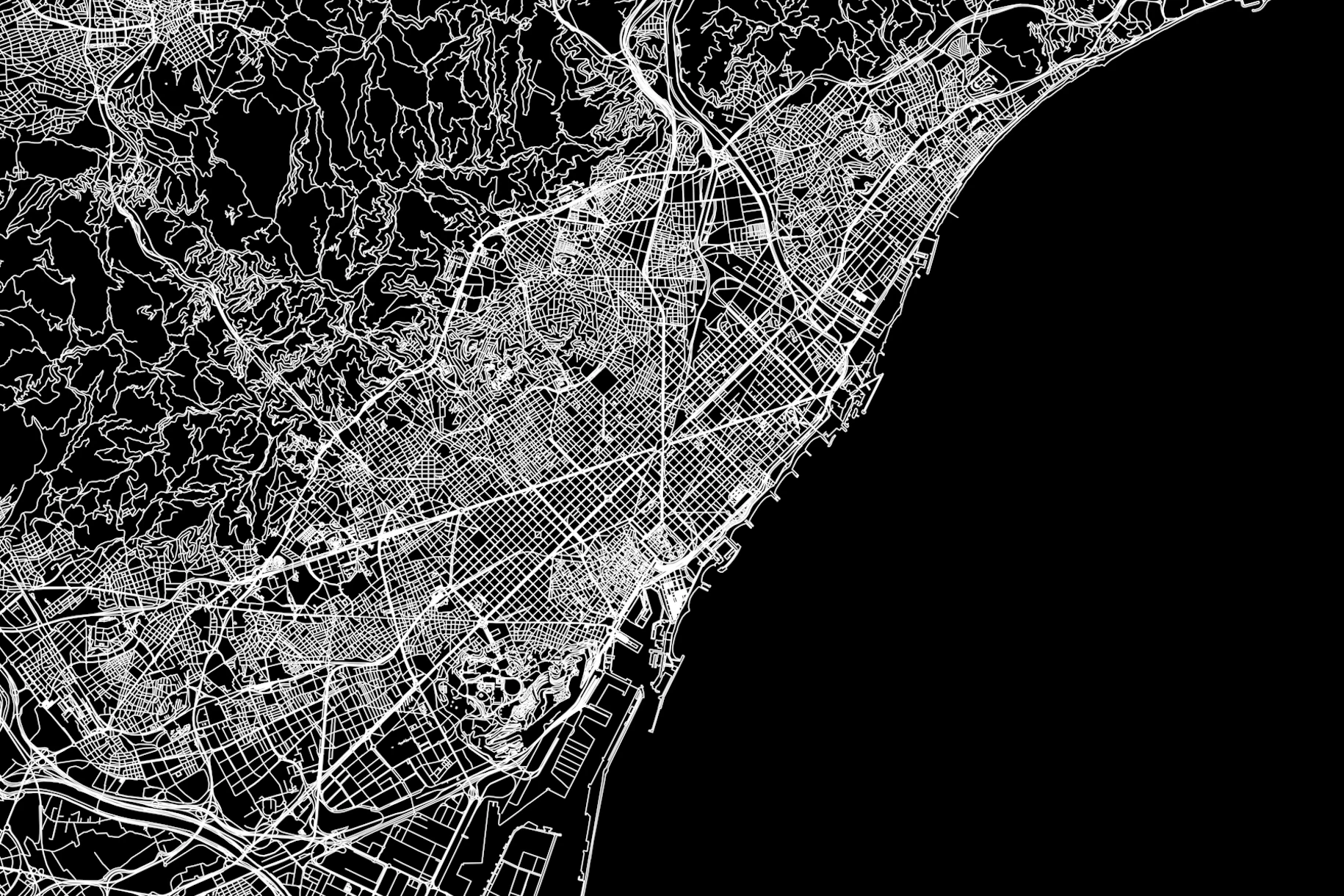 Barcelona Black Map wallpaper | Happywall