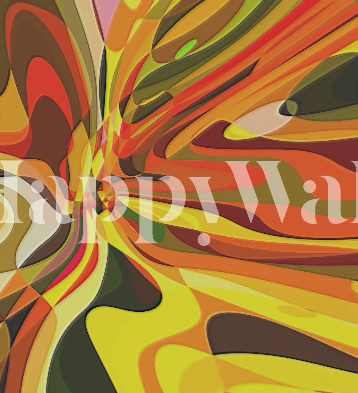 Colorful abstract swirl patterns in yellow, red, and green wallpaper