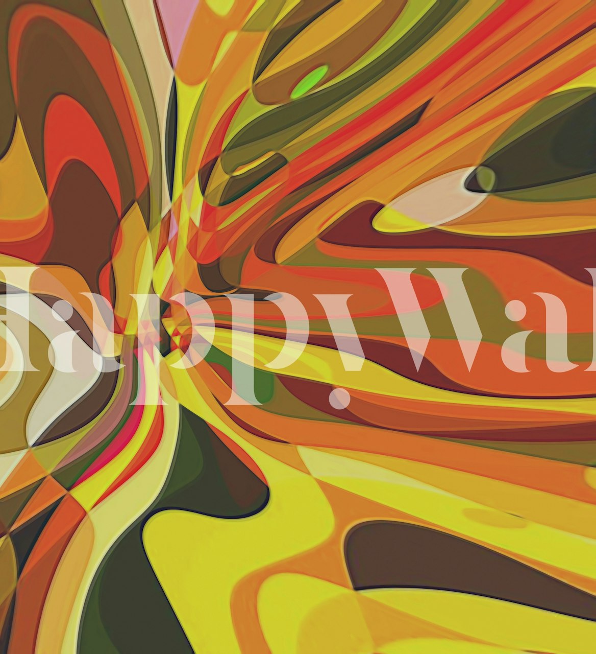 Colorful abstract swirl patterns in yellow, red, and green wallpaper